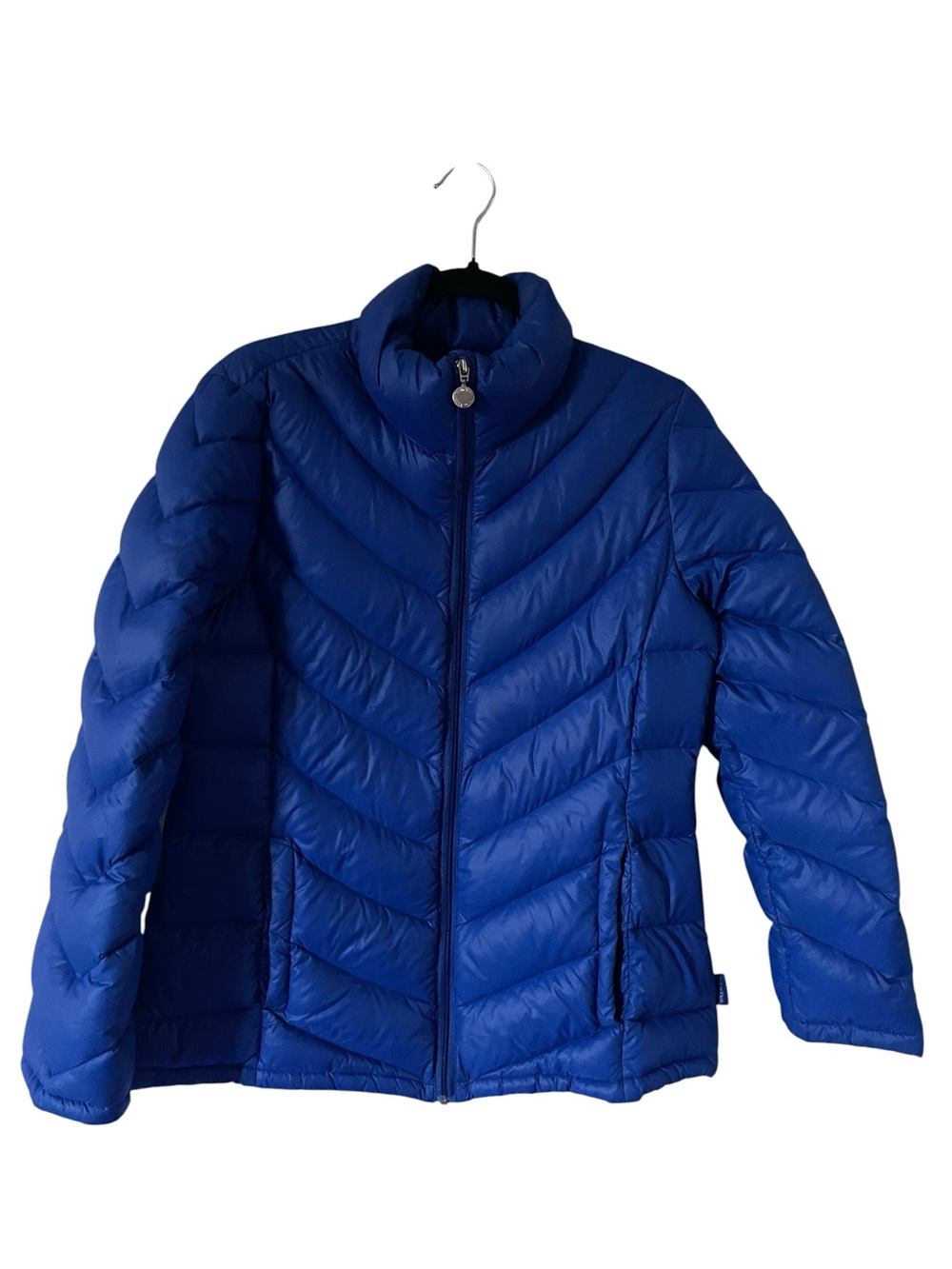 Calvin Klein Down Packable Royal Blue Chevron Quilted Puffer Jacket Size M